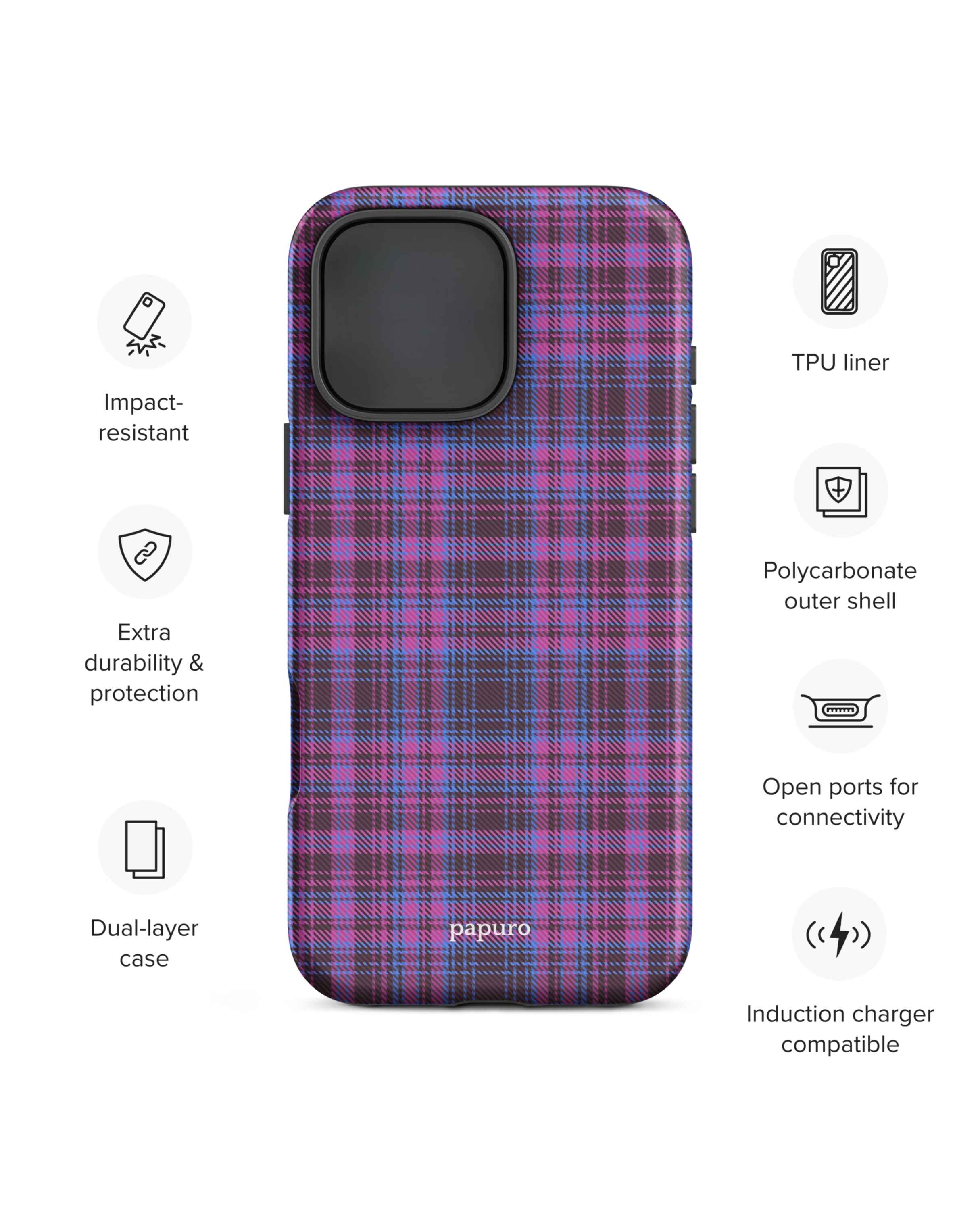 Purple Plaid iPhone Case