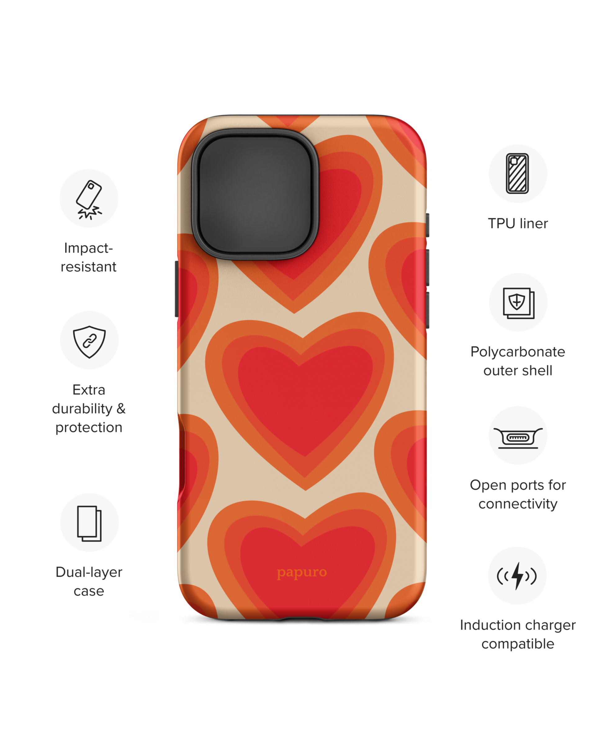 Sunset Hearts iPhone Case