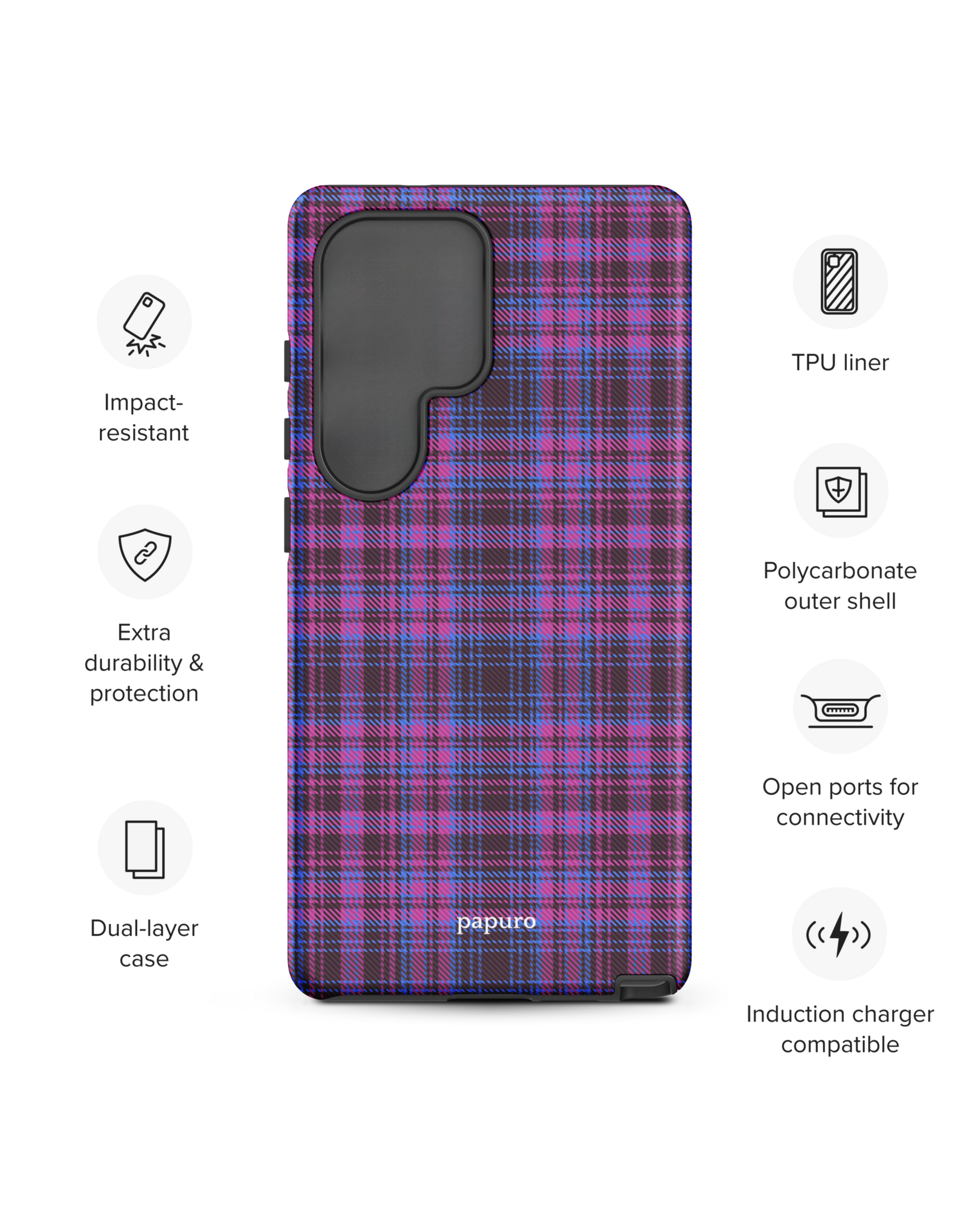 Purple Plaid Samsung Phone Case
