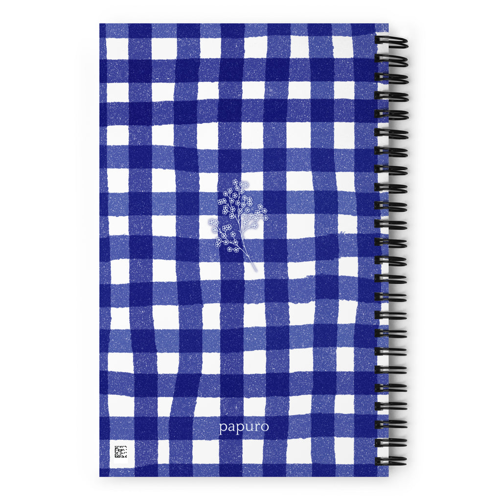 Navy Blue Squiggly Gingham Bullet Journal