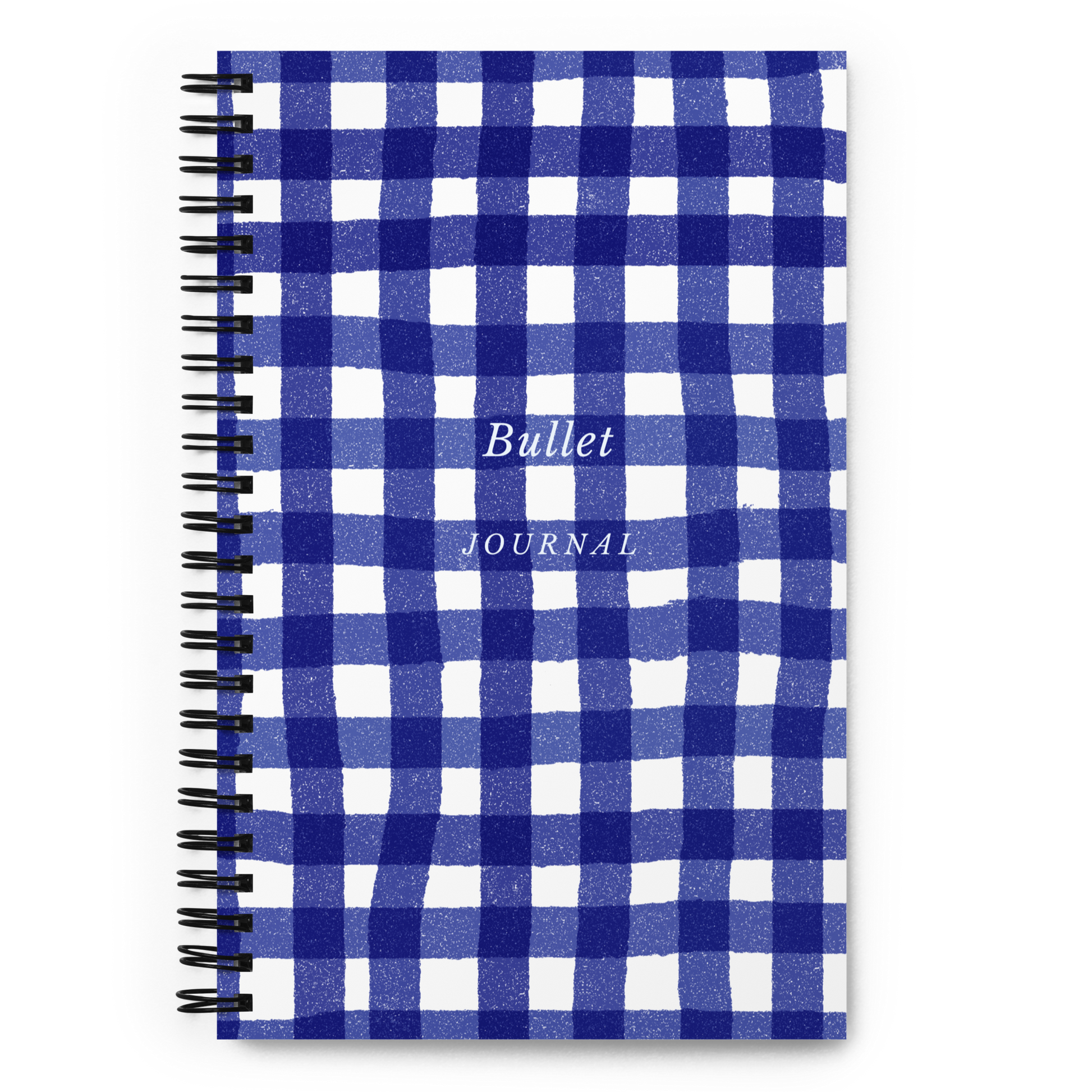 Navy Blue Squiggly Gingham Bullet Journal