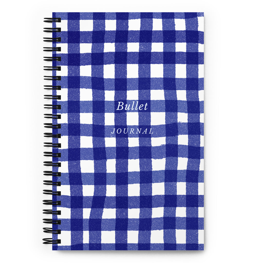 Navy Blue Squiggly Gingham Bullet Journal